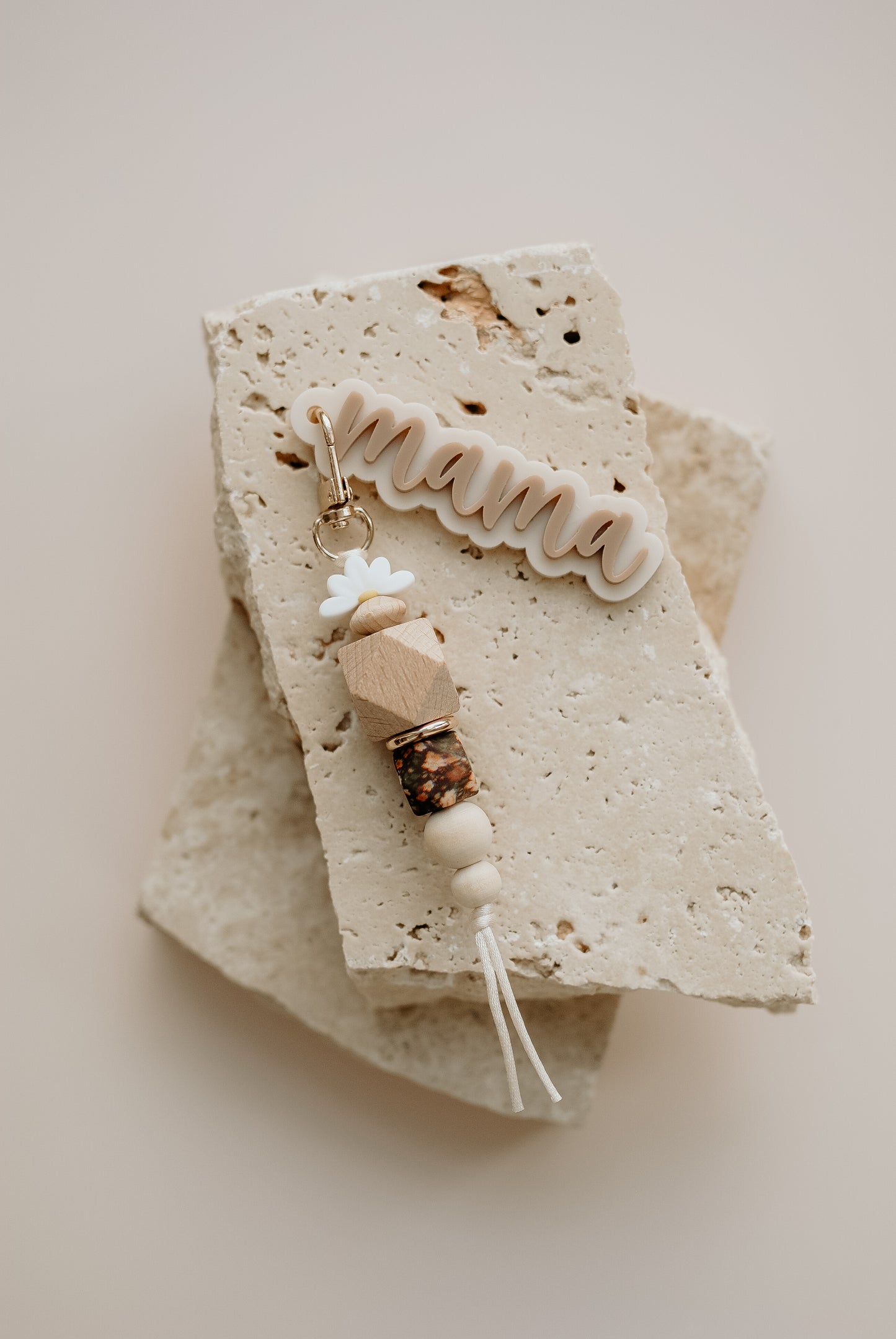 "Mama" Acrylic with beaded Keyring
