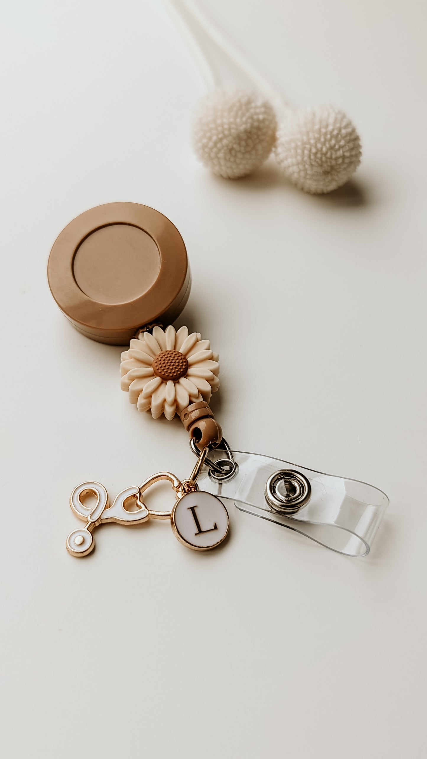 Neutral floral Retractable Badge Holders