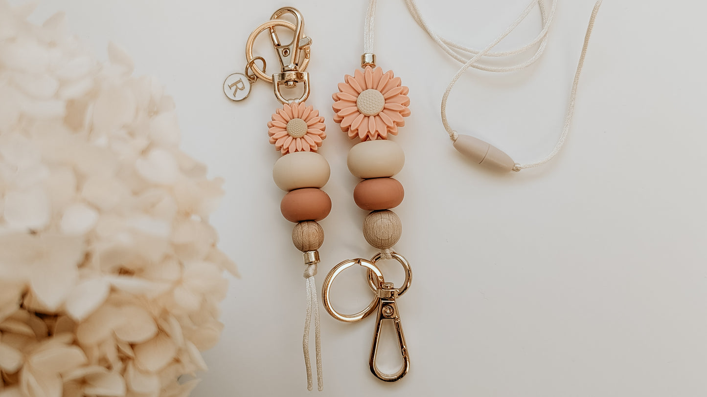 Lanyard and Keyring Set (Peach Daisy)